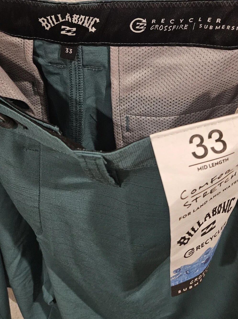 Billabong Comfort Stretch Boardshorts Nwt 33 Mid Length Teal